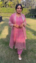 Gorgeous Georgette Pink Color Palazzo Suit