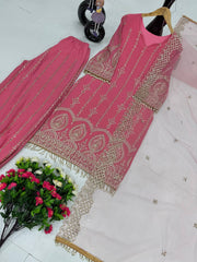 Gorgeous Georgette Pink Color Palazzo Suit