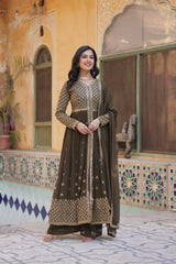 Preferable Georgette Mehndi Color Top With Bottom