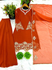 Traditional wear Georgette Orange Color Sharara Suit