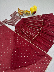 Flattering Georgette Sequence Work Red Color Lehenga Choli
