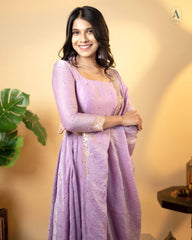 Awesome Sequence Work Lavender Color Gown