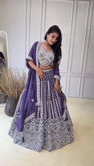 Marriage Special Sequnce Work Purple Color Lehenga Choli