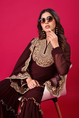 Adorable Embroidery Work Maroon Color Sharara Suit