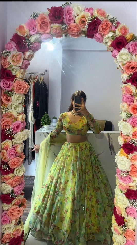 Fantastic Tabby Silk Perrot Color Lehenga Choli