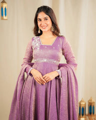 Beautiful Sequence Work Lavender Color Gown
