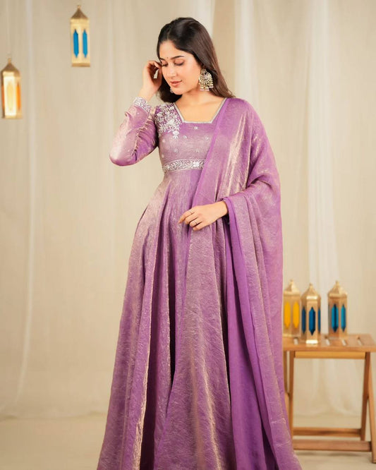 Delightful Goldcrush Silk lavender Color Gown