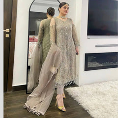 Wonderful Soft Net Beige Color Salwar Suit