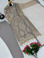 Wonderful Soft Net Beige Color Salwar Suit