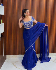 Awesome Georgette Blue Color Lehenga Choli