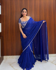 Awesome Georgette Blue Color Lehenga Choli