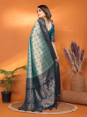 Awesome Tissue SilK Teal Blue Color Saree