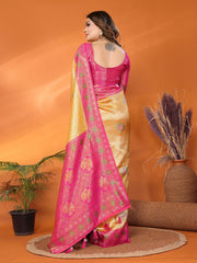 Preferable Banarasi Silk Yellow & Pink Color Saree