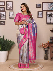 Preferable Banarasi Silk Purple & Pink Color Saree