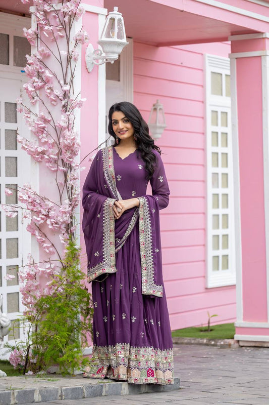 Glorious Georgette Wine Color Gown