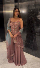 Outstanding Georgette White Color Sharara Suit