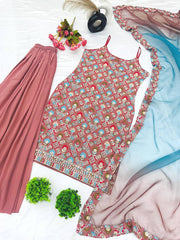 Outstanding Georgette White Color Sharara Suit