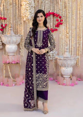 Imposing Georgette Sequence Work Purple Color Palazzo Suit
