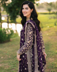 Imposing Georgette Sequence Work Purple Color Palazzo Suit