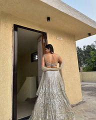 Gorgeous Rangoli Silk Embroidery Work Silver Color Lehenga Choli