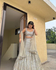 Gorgeous Rangoli Silk Embroidery Work Silver Color Lehenga Choli