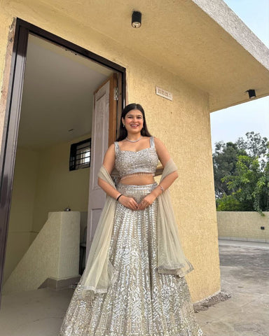 Gorgeous Rangoli Silk Embroidery Work Silver Color Lehenga Choli