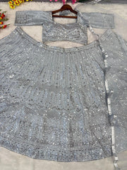 Gorgeous Rangoli Silk Embroidery Work Silver Color Lehenga Choli