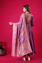 Stunning Roman SilK Lavender Color Gown