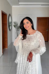 Stunning Embroidered work White Color Gown With Palazzo