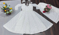 Stunning Embroidered work White Color Gown With Palazzo