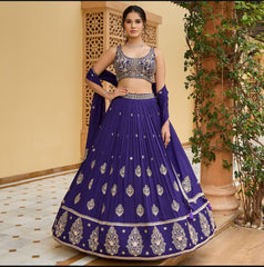 Wedding & Party Wear Sequence Work Blue Color lehenga choli