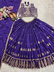 Wedding & Party Wear Sequence Work Blue Color lehenga choli