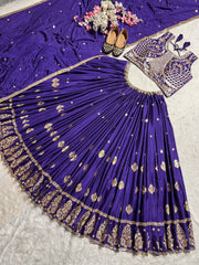 Wedding & Party Wear Sequence Work Blue Color lehenga choli