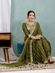 Festive Wear Sequence Work Green Color Sharara Suit