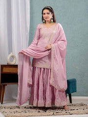 Festive Wear Sequence Work Pink Color Sharara Suit