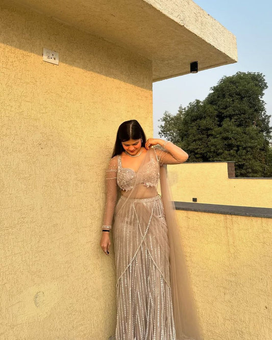 Wedding & Party Wear Jari Work Silver Color lehenga choli