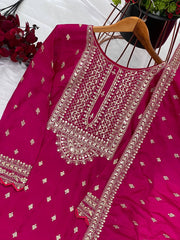 Delightful Chinon Silk Pink Color Sharara Suit