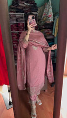 Captivating Embroidery Work Pink Color Sharara Suit