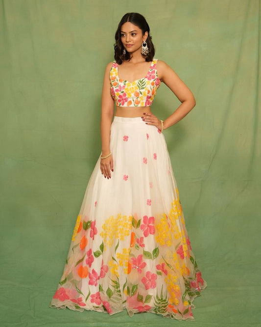 Function Wear Floral Print Multicolor lehenga choli
