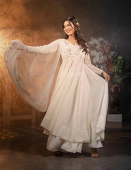 Precious Sequence Work White Color Gown With Palazzo
