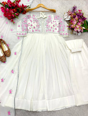 Precious Sequence Work White Color Gown With Palazzo
