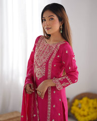 Fabulous Real Mirror Khatli Work Pink Color Salwar Suit