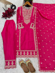 Fabulous Real Mirror Khatli Work Pink Color Salwar Suit