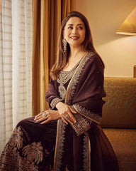 Delightful Silk Brown Color Salwar Suit