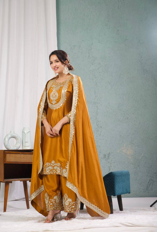 Adorable Sequence Work Mustard Color Salwar Suit