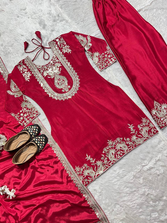 Adorable Sequence Work Red Color Salwar Suit