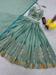 Wonderful Sequence Work Pista Color Lehenga Choli
