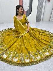 Occasion Wear Sequence Work Yellow Color lehenga choli