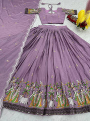 Occasion Wear Sequence Work Lavender Color lehenga choli