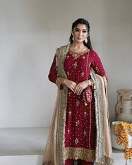 Awesome Sequence Work Red Color Salwar Suit